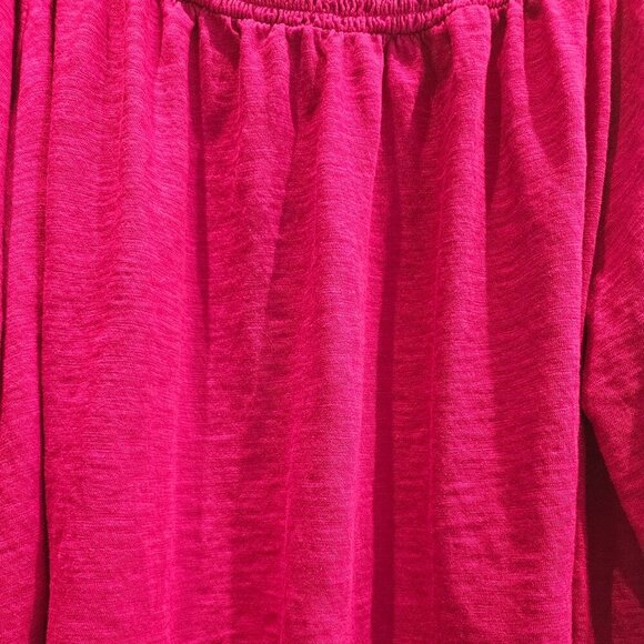 KNOX ROSE Boho Peasant XL FUSHIA PINK OFF SHOULDER BALLOON SLEEVE - Picture 5 of 6